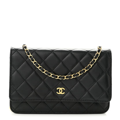 Chanel Lambskin Quilted Wallet On Chain WOC Black 1 of 11