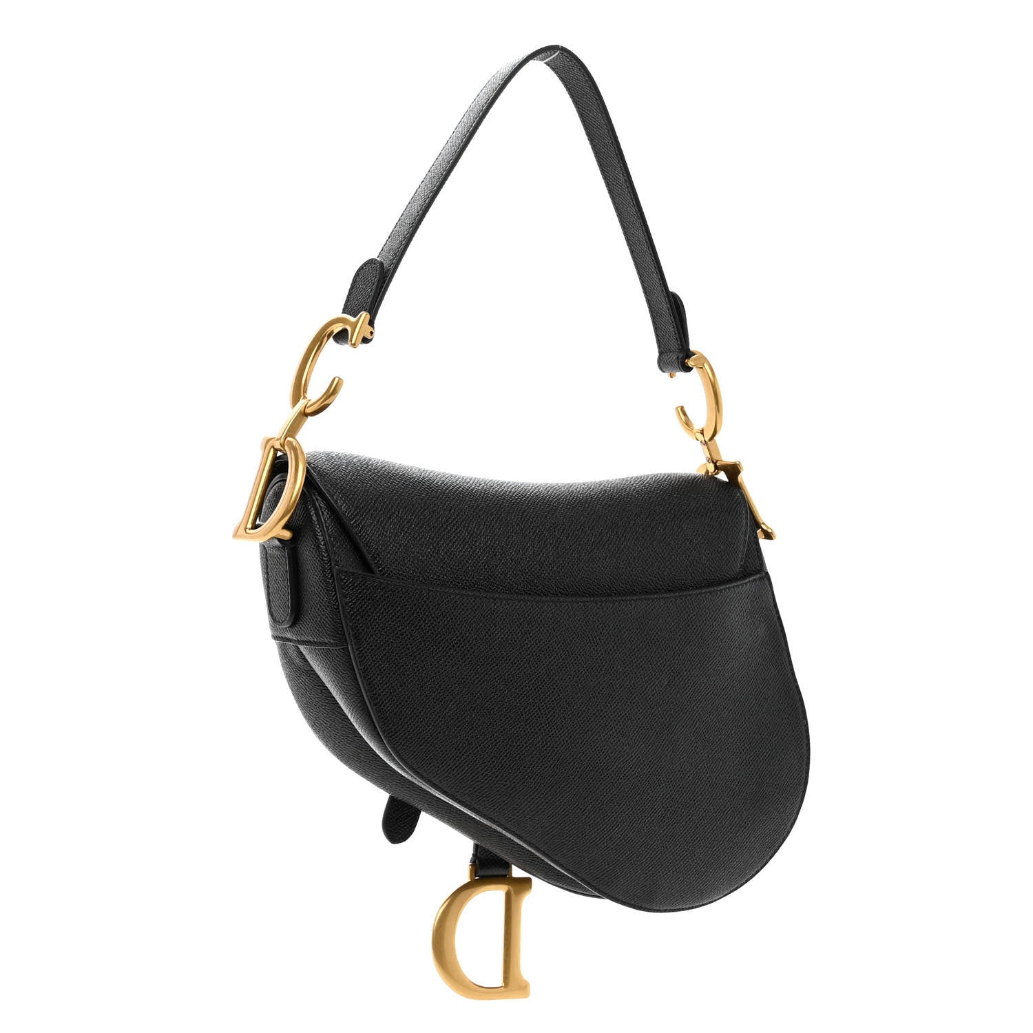 Christian Dior Grained Calfskin Saddle Bag Black 3 of 9