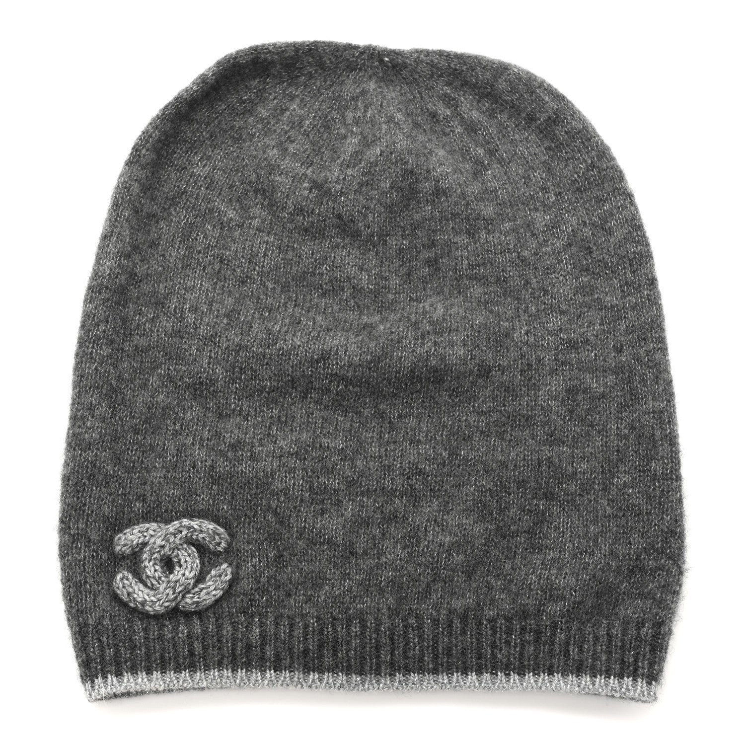 Chanel Cashmere Blend CC Beanie Hat Grey 1 of 6