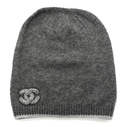 Chanel Cashmere Blend CC Beanie Hat Grey 1 of 6