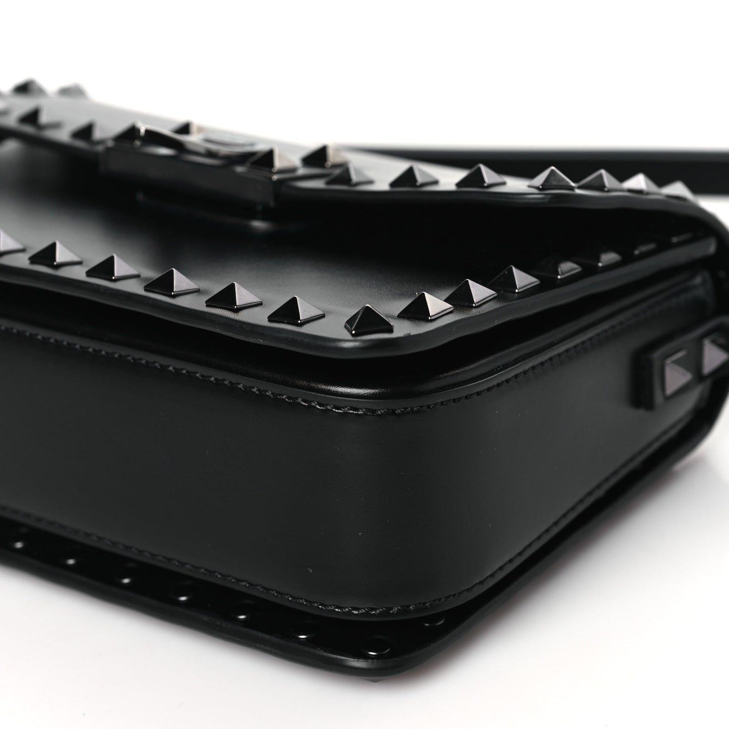 Smooth Calfskin Enamel Tonal Small Rockstud23 Shoulder Bag Black