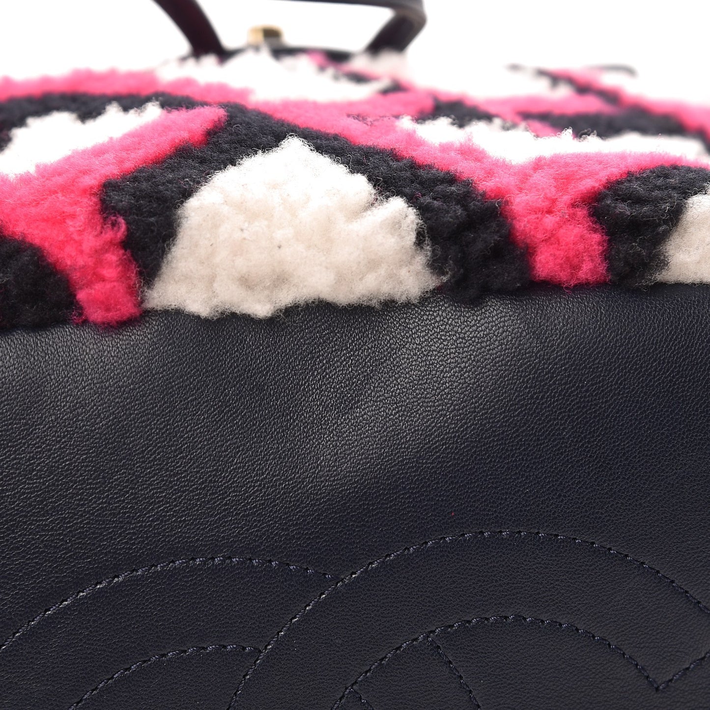 Lambskin Shearling Small Urban Spirit Backpack White Fuchsia Navy