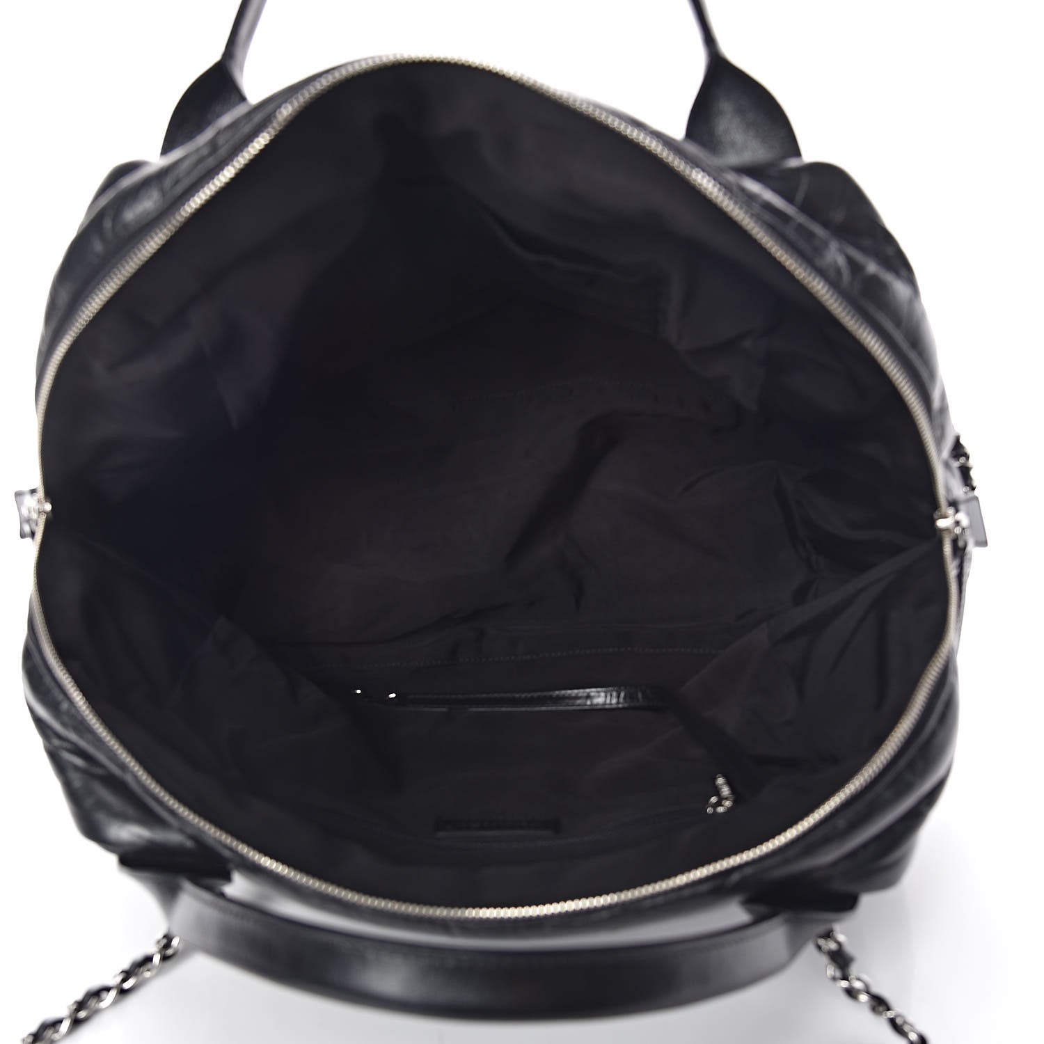 Chanel Aged Calfskin Chevron Large Soft Bowling Bag Black 7 of 10
