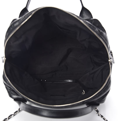 Chanel Aged Calfskin Chevron Large Soft Bowling Bag Black 7 of 10
