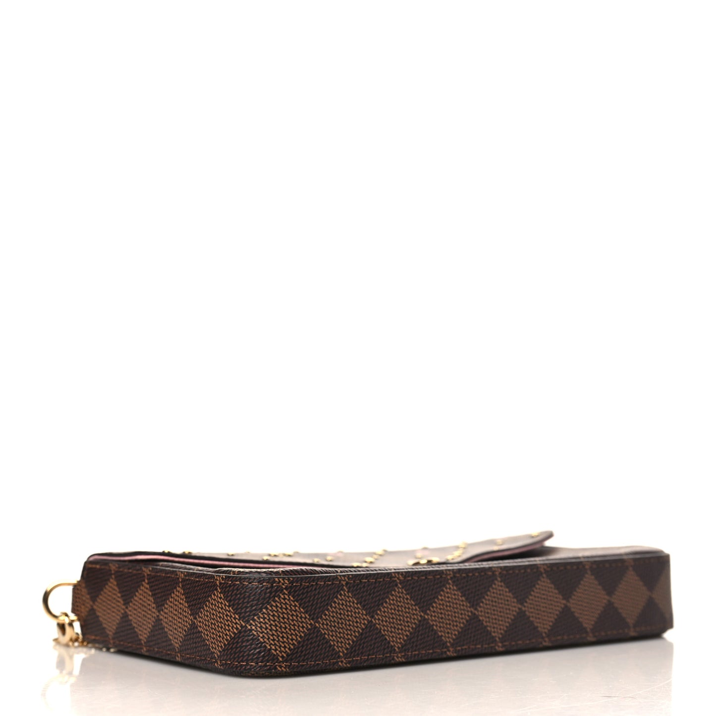 Damier Ebene Studded Pochette Felicie Chain Wallet