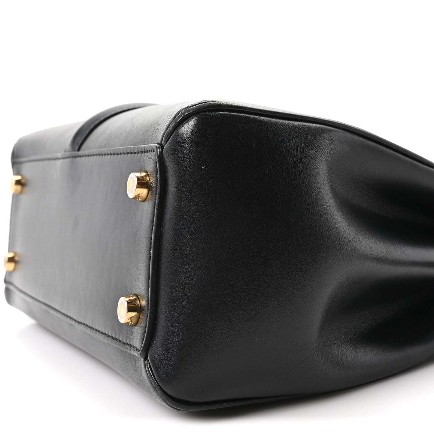 Satinated Calfskin Small 16 Top Handle Bag Black