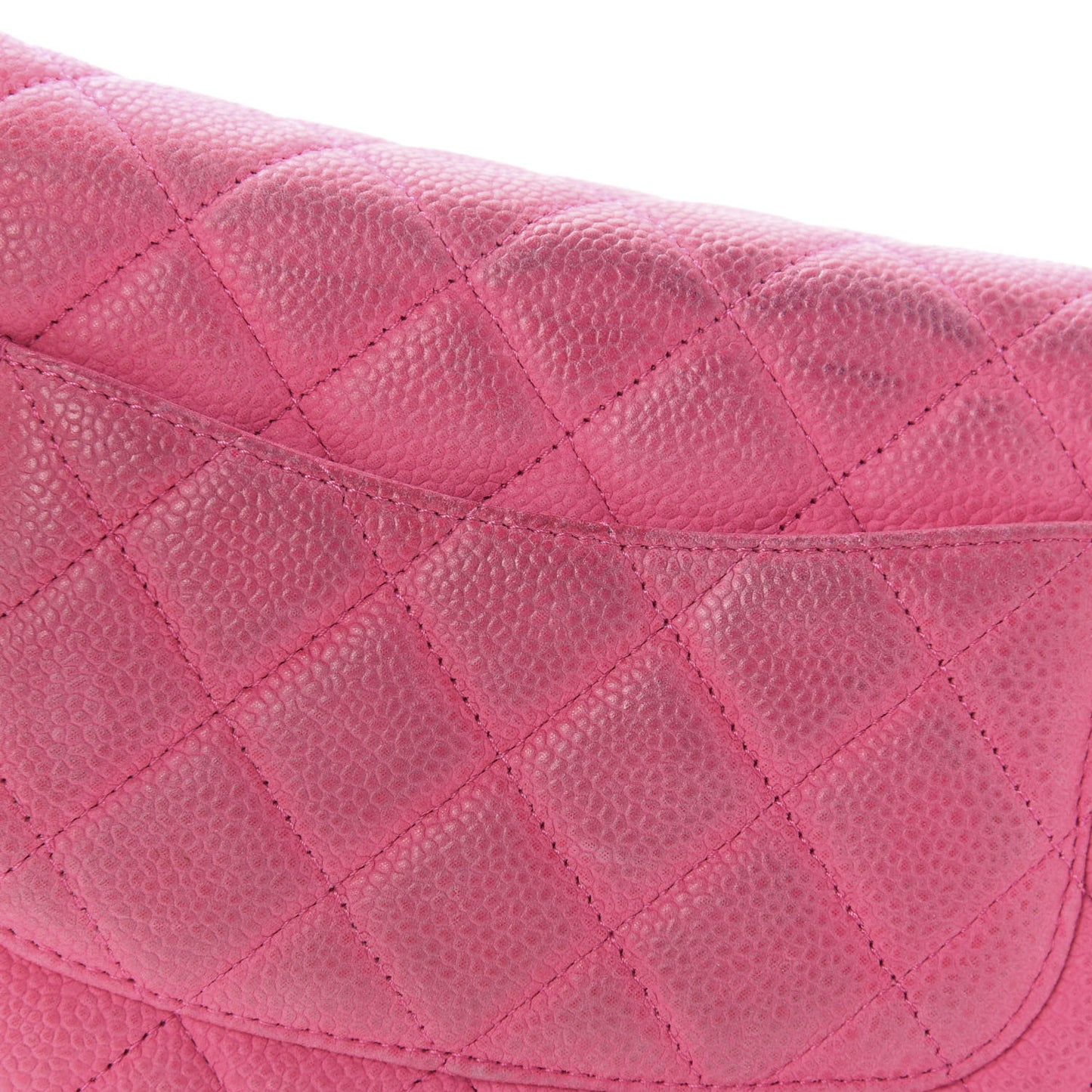 Iridescent Caviar Quilted Wallet On Chain WOC Pink