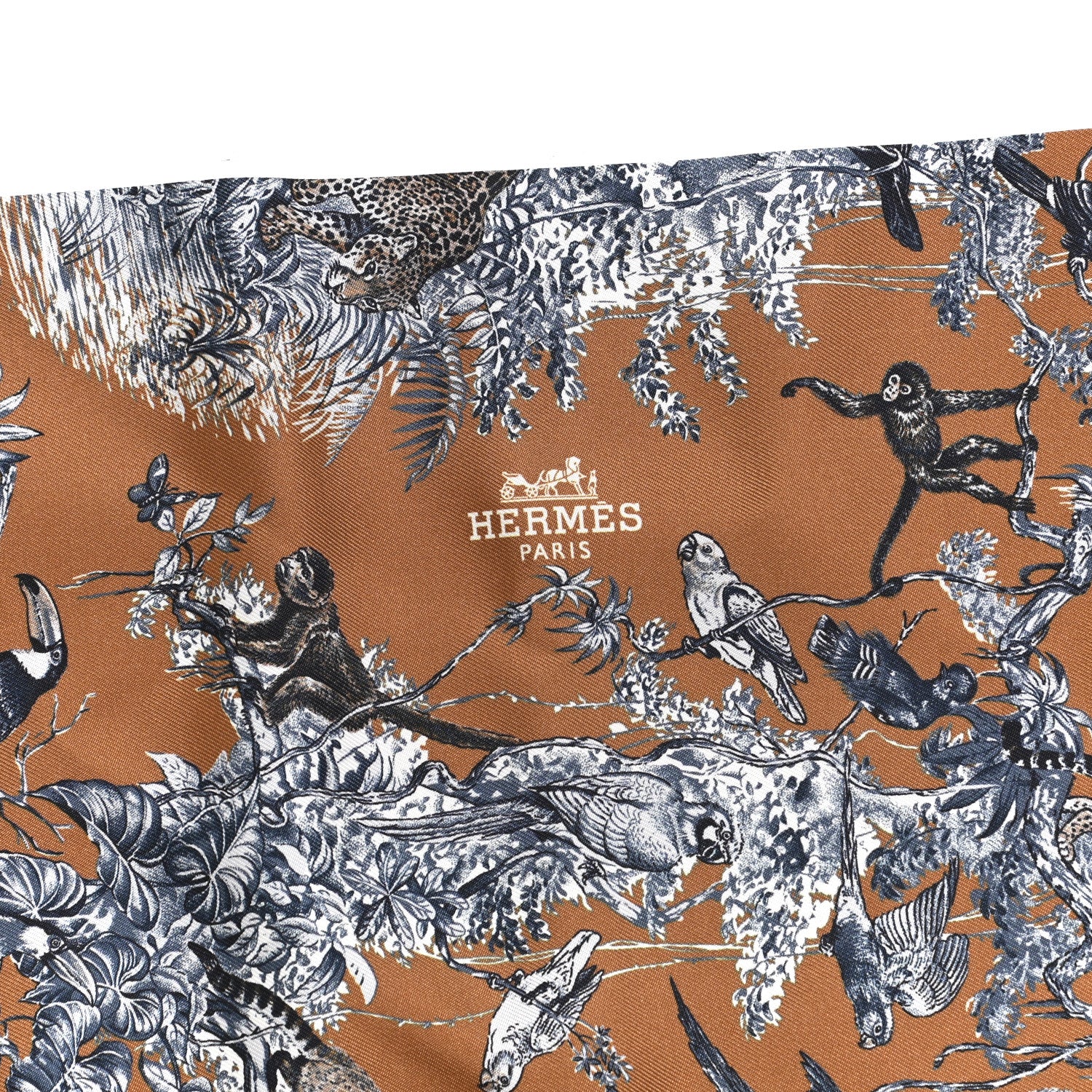 Hermes Silk Equateur Maxi Twilly Tabac Gris Bleuete 3 of 5