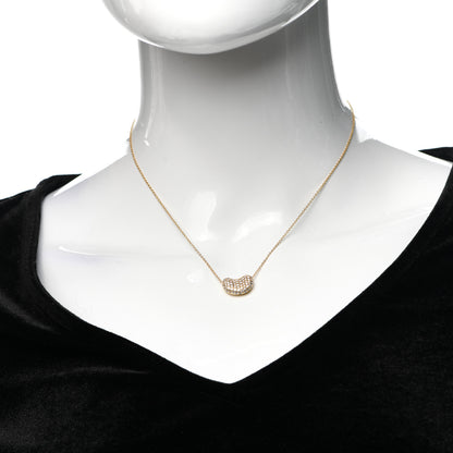Tiffany 18K Yellow Gold Diamond Elsa Peretti Bean Pendant Necklace 2 of 5