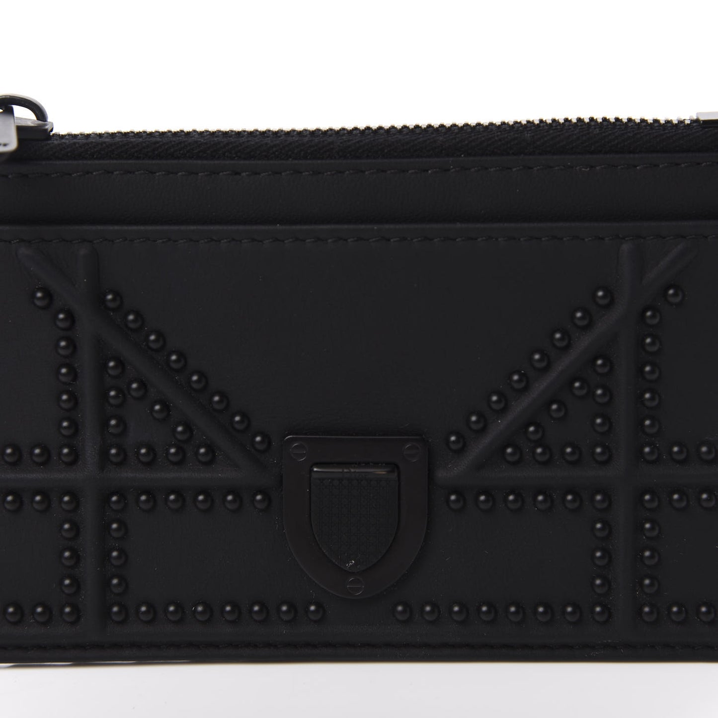 Ultra Matte Calfskin Studded Diorama Card Holder Black