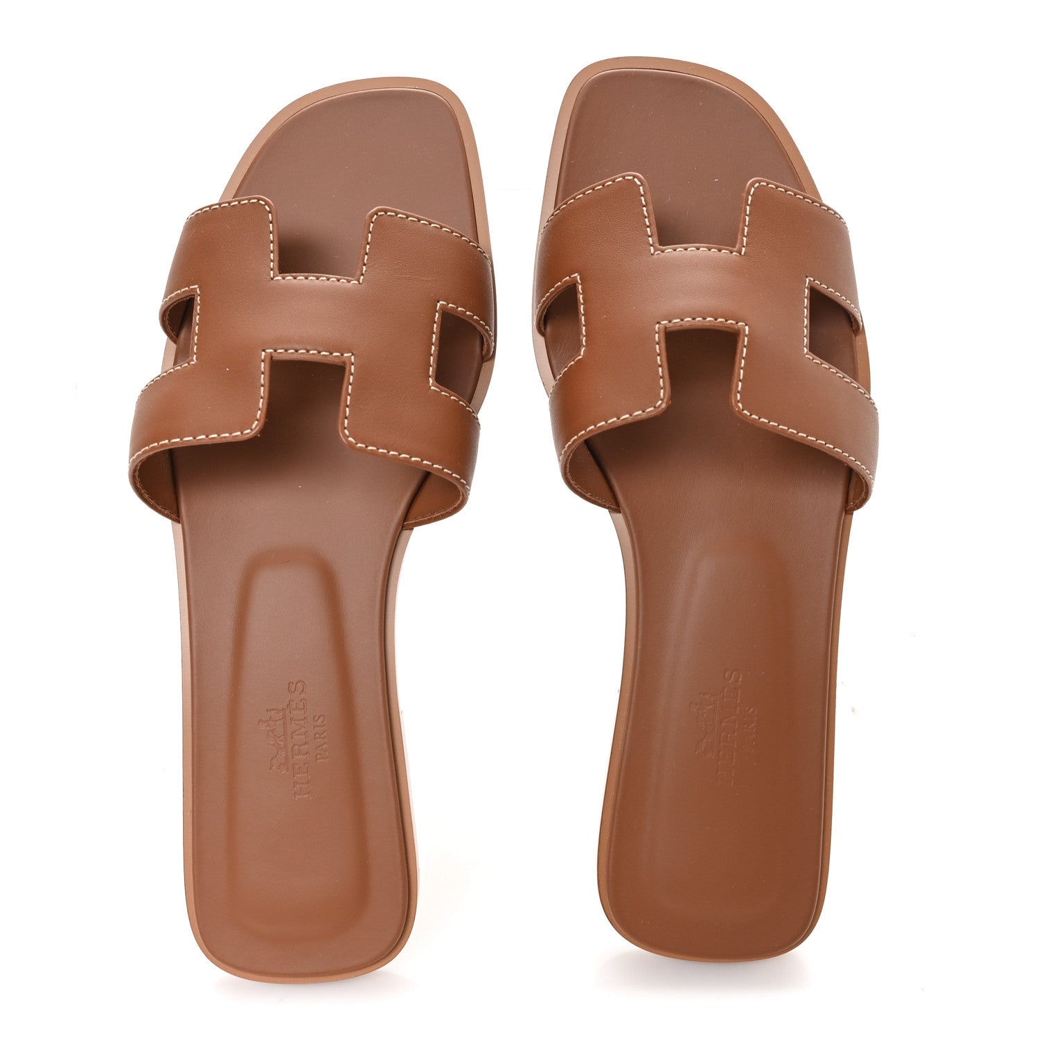 Hermes Box Calfskin Oran Sandals 36 Gold 2 of 10