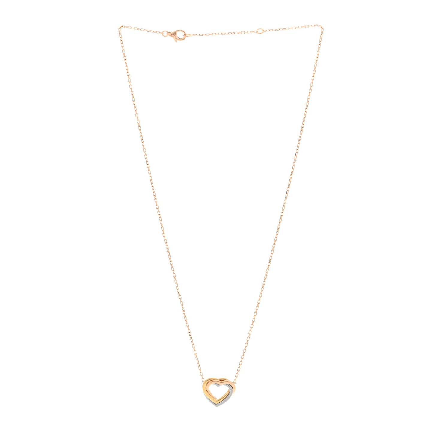 18K Pink Yellow White Gold Trinity Heart Necklace
