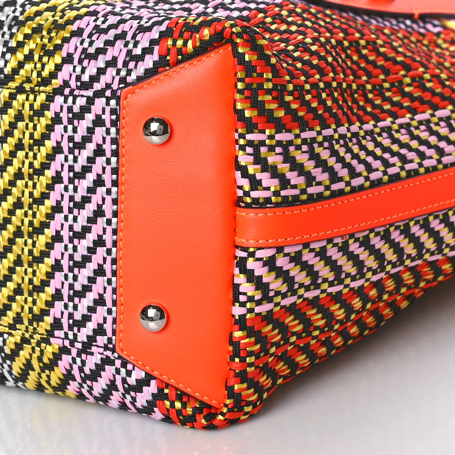 Christian Louboutin Raffia Small Frangibus Tote Orange Multicolor 8 of 8