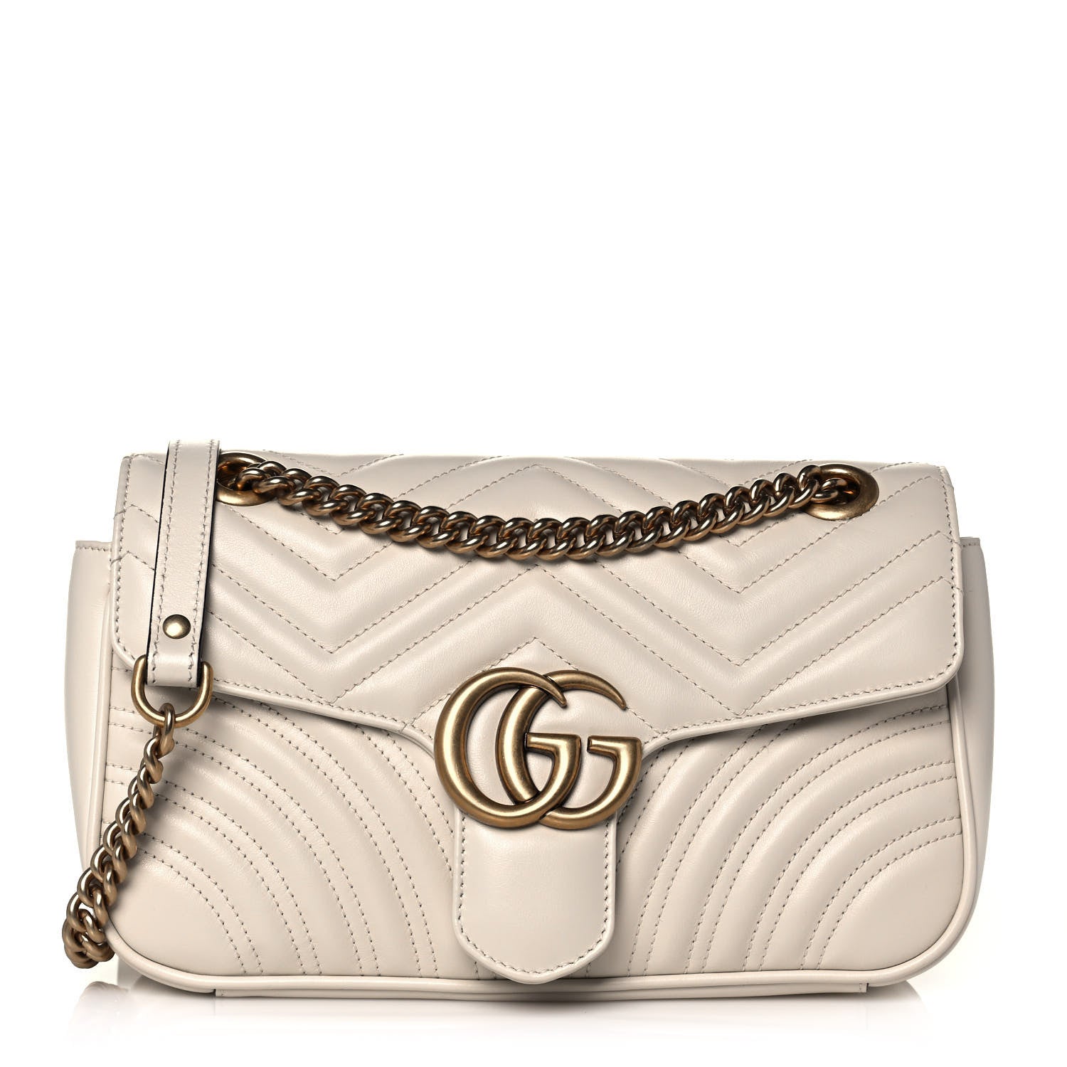 Gucci Calfskin Matelasse Small GG Marmont Shoulder Bag White 1 of 14