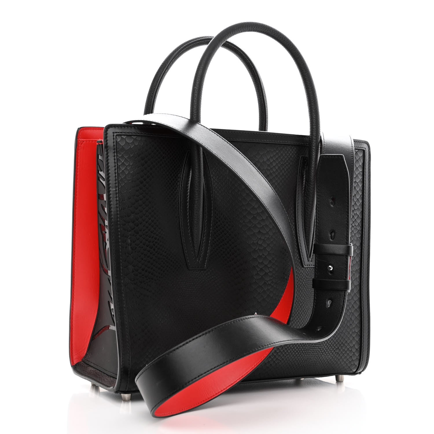 Christian Louboutin Snakeskin Medium Paloma Tote Black 3 of 9