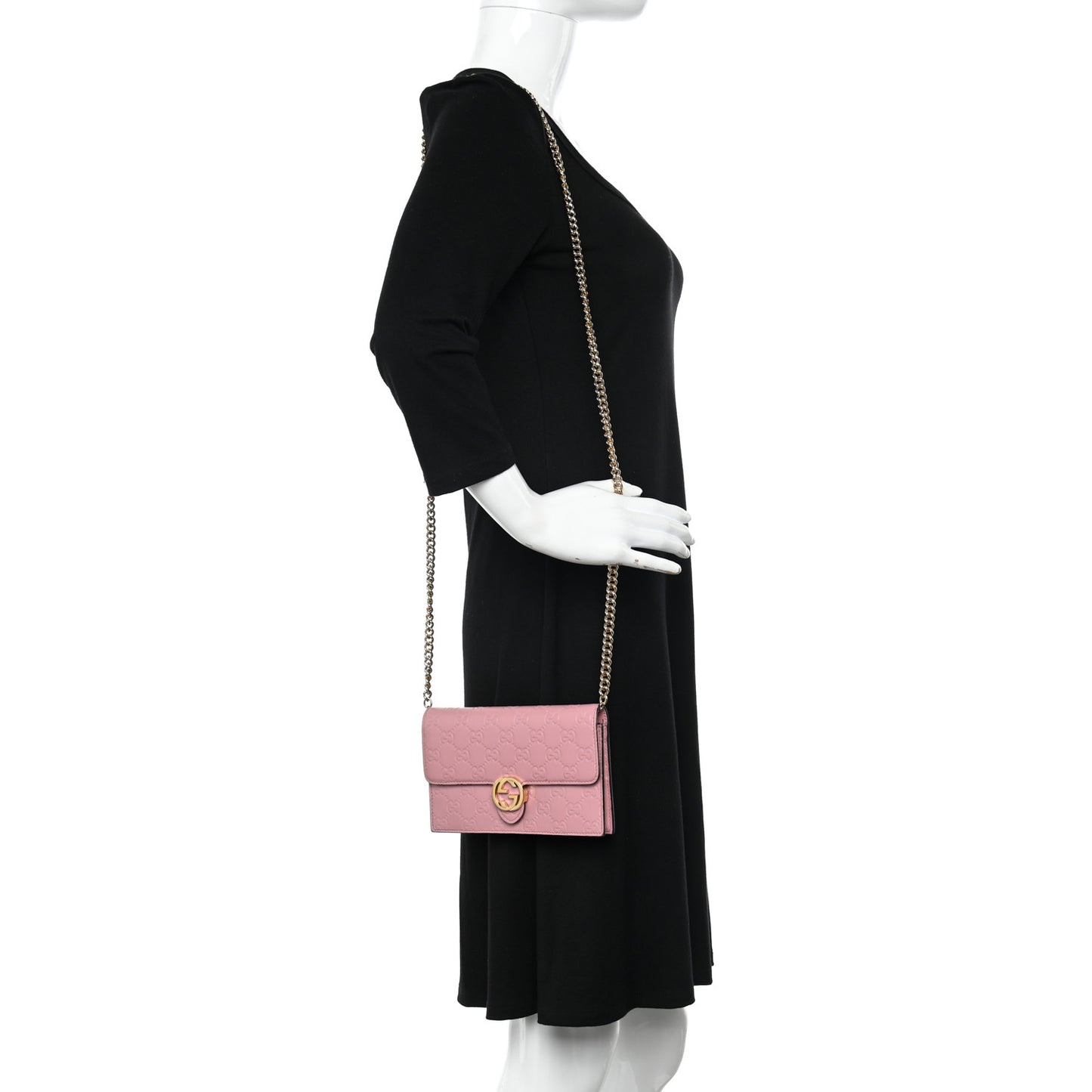 Guccissima Icon Chain Wallet Carmine Rose