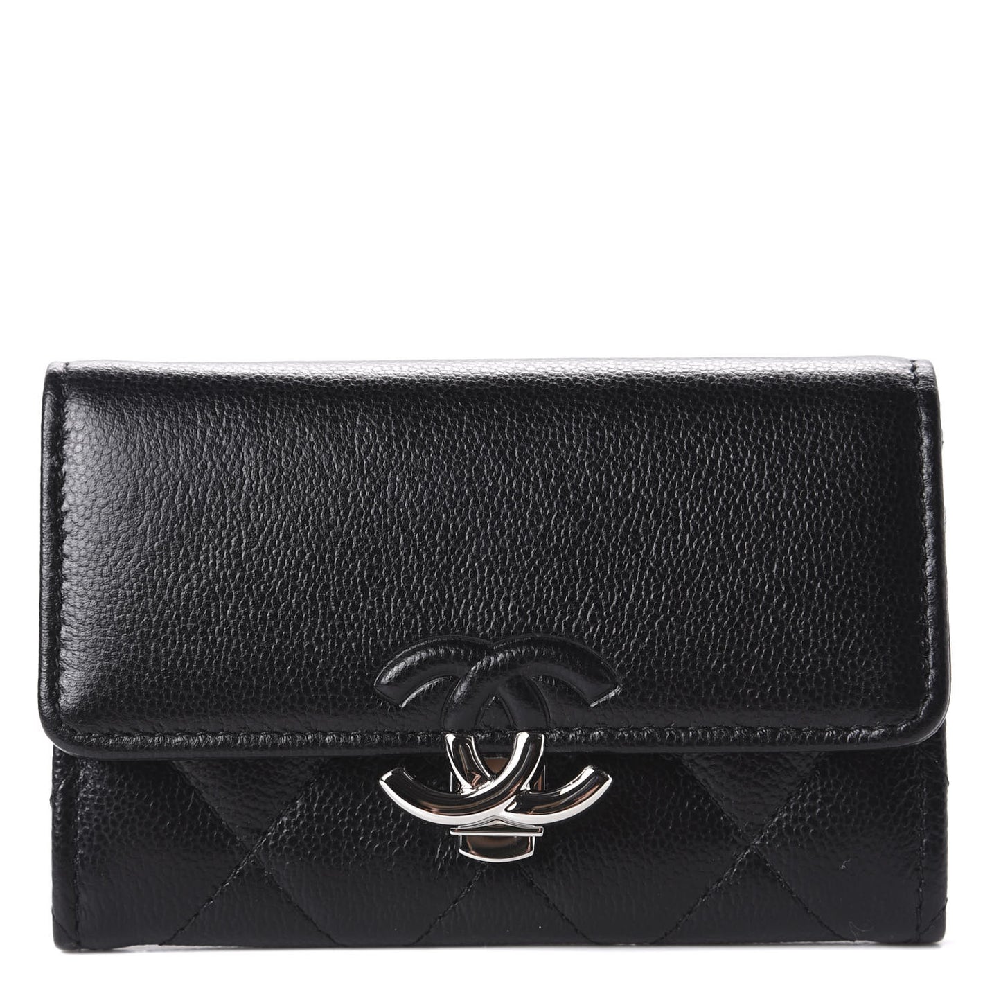 Caviar Quilted CC Box Flap Card Holder Black
