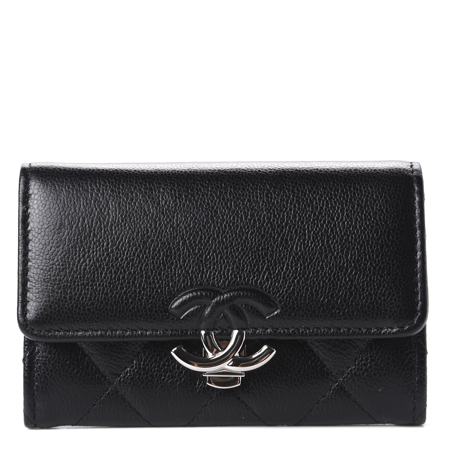Chanel Caviar Quilted CC Box Flap Card Holder Black 1 of 9