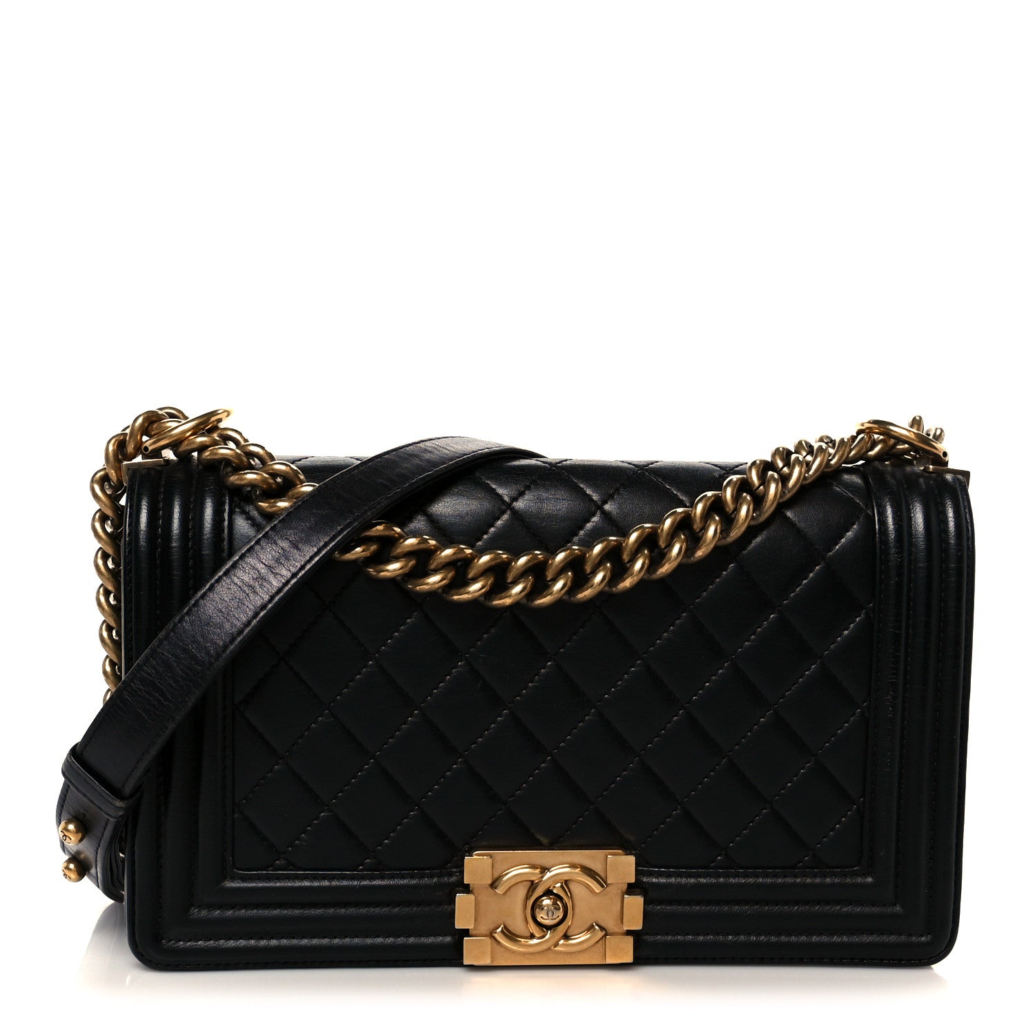 Chanel Lambskin Quilted Medium Boy Flap Black 1 of 10
