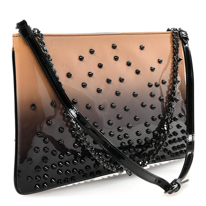 Christian Louboutin Patent Degrade Loubiposh Spiked Clutch Nude Black 3 of 9