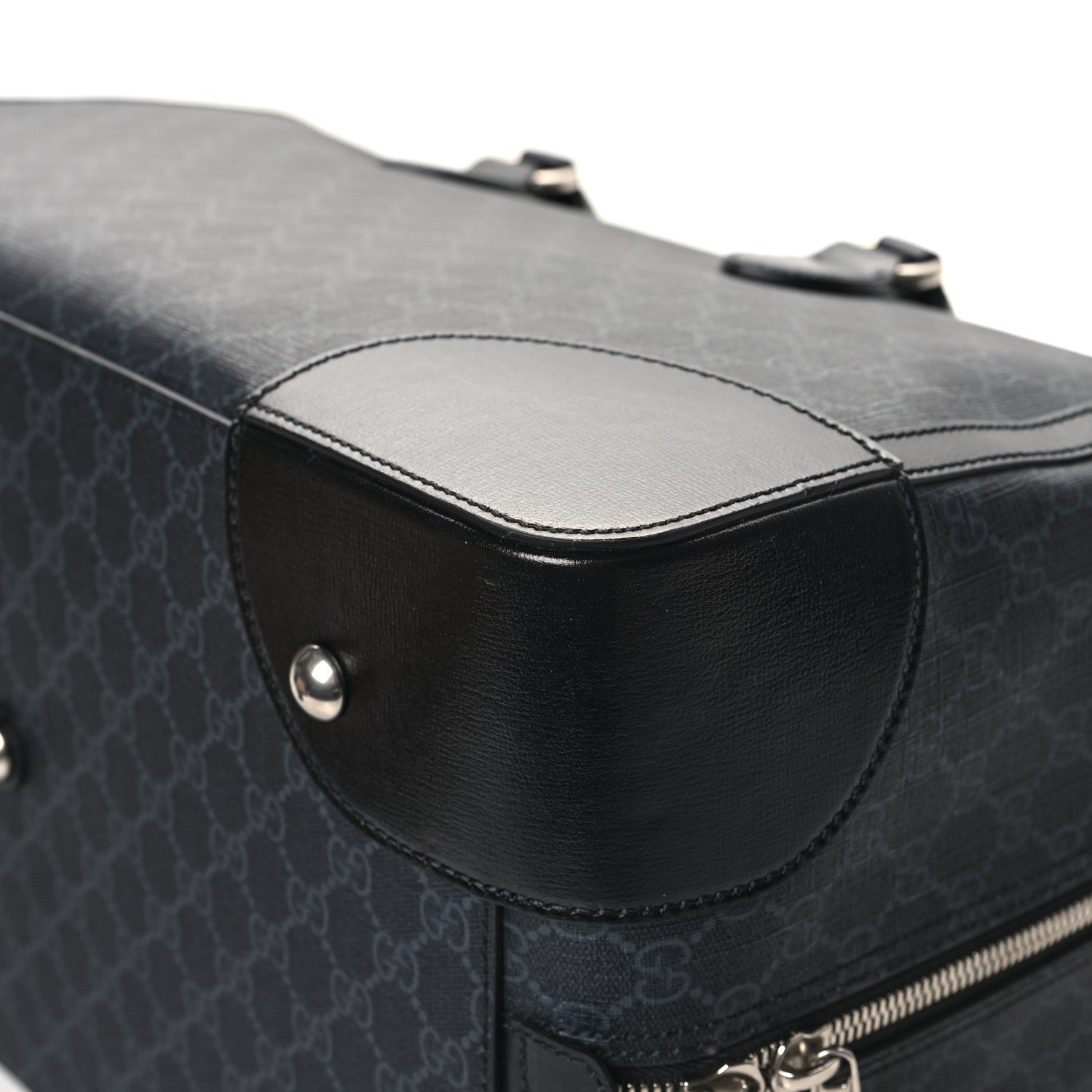 Gucci GG Supreme Monogram Azalea Calfskin Retro Interlocking G Large Duffle Bag Black Grey 11 of 11