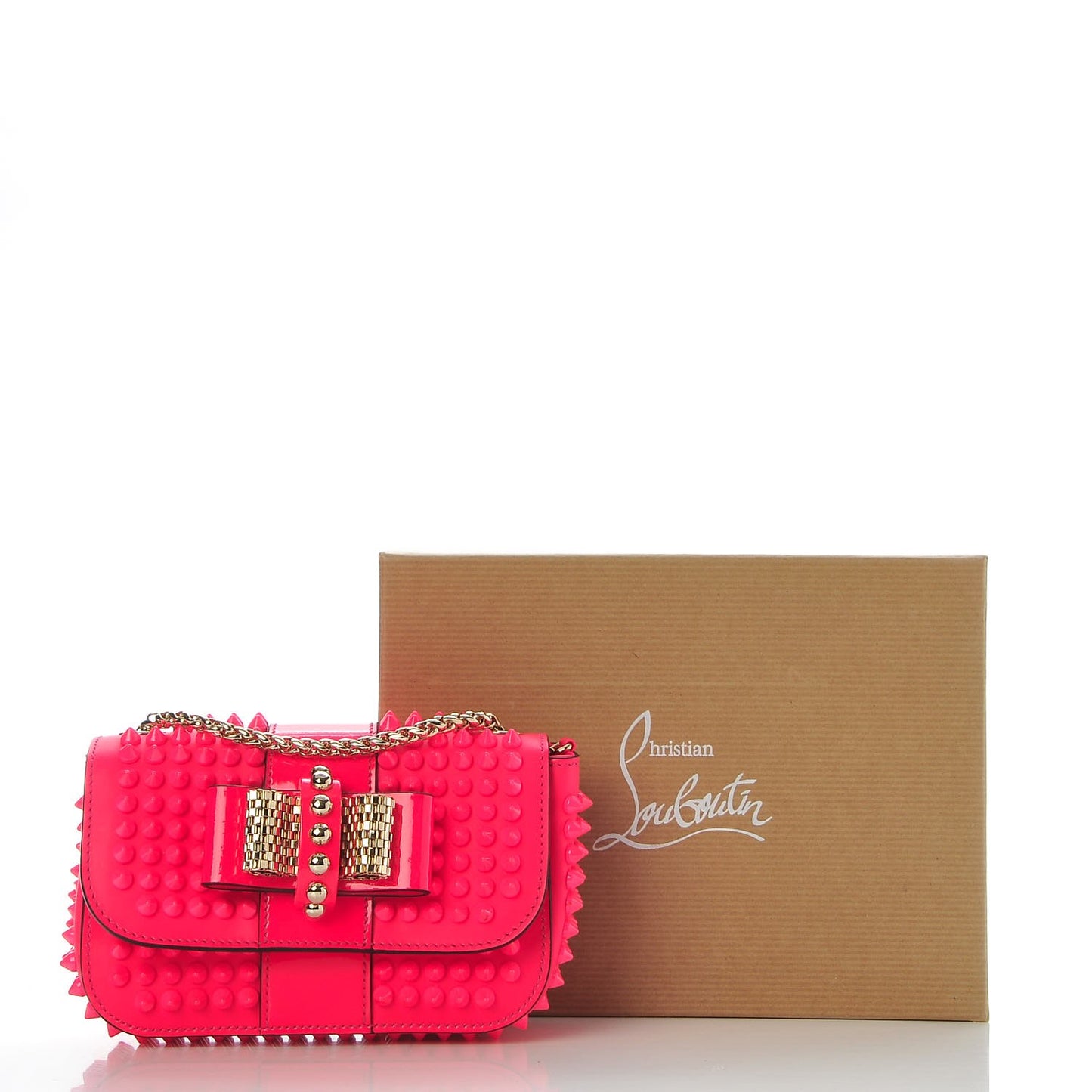 Patent Spiked Sweety Charity Crossbody Bag Neon Pink