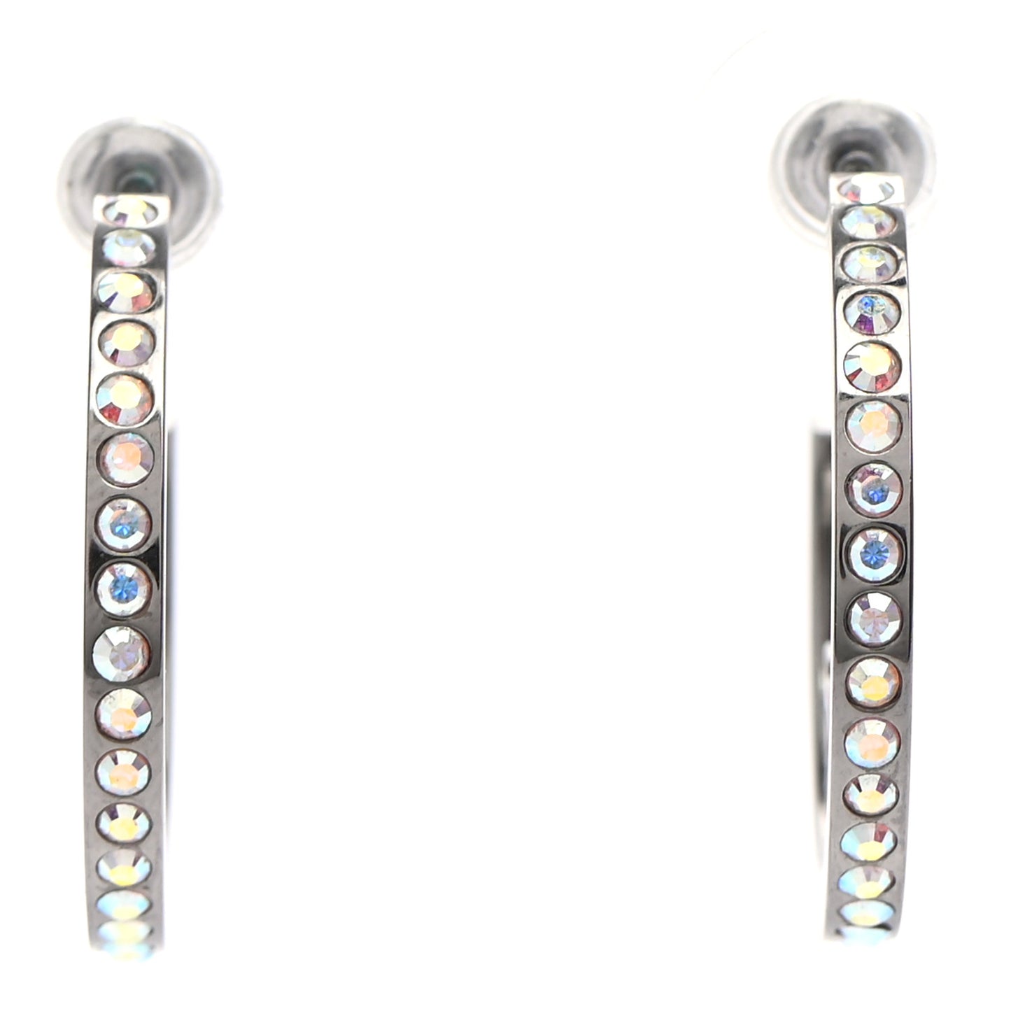Crystal CC Hoop Earrings Silver