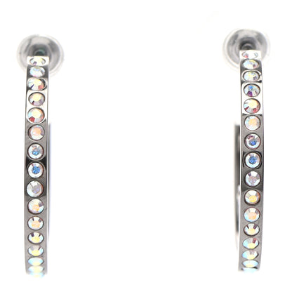 Chanel Crystal CC Hoop Earrings Silver 1 of 5