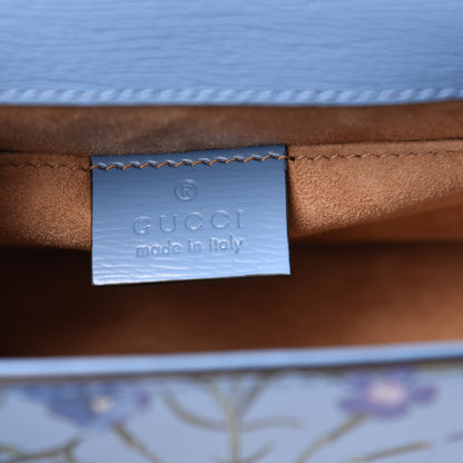 Gucci Shangai Calfskin Web New Flora Mini Sylvie Chain Shoulder Bag Azure 6 of 9