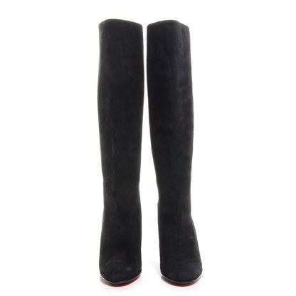 Christian Louboutin Suede Melissa Botta Knee High Wedge Boots 35.5 Black 2 of 5