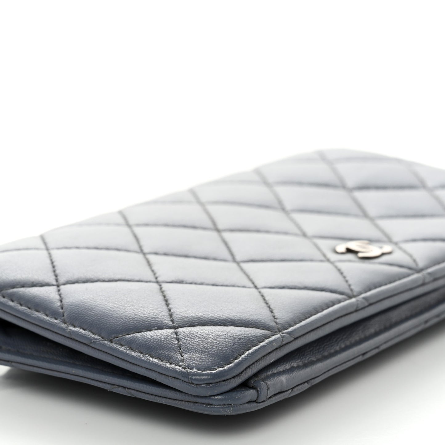 Lambskin Quilted Yen Wallet Blue