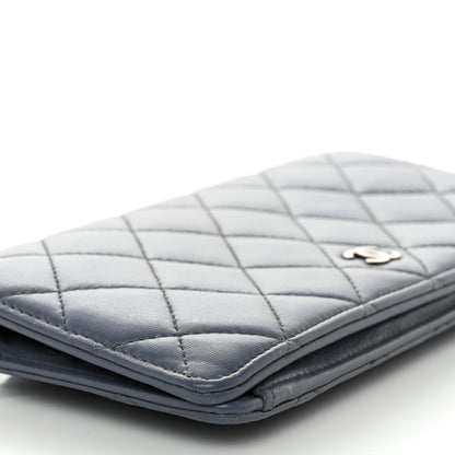 Chanel Lambskin Quilted Yen Wallet Blue 12 of 15