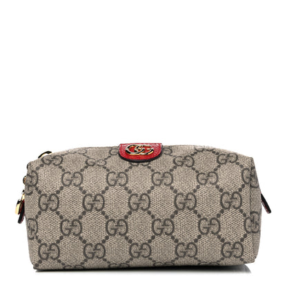 Gucci Soft GG Supreme Monogram Calfskin Small Ophidia Cosmetic Case Beige Ebony Hibiscus Red 1 of 7