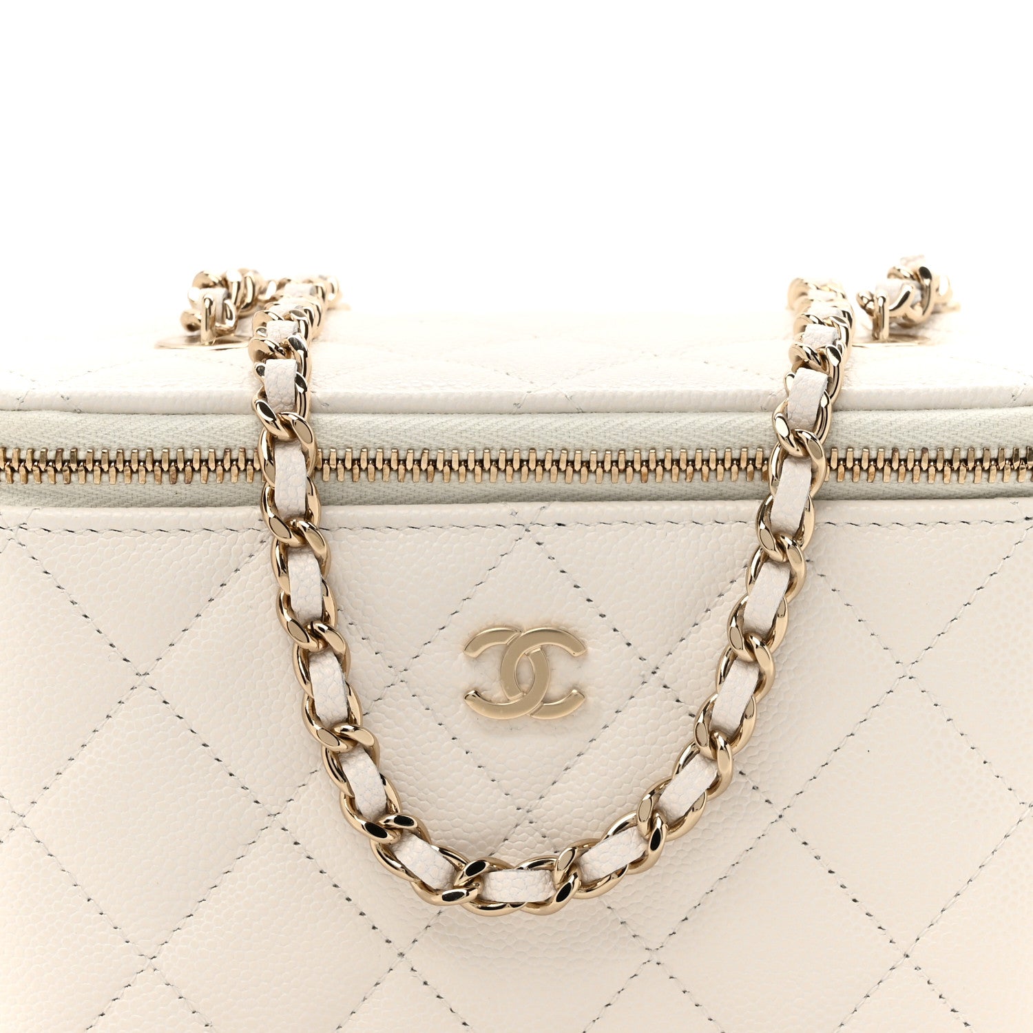 Chanel Caviar Quilted Small Vanity Case With Chain White 9 of 12