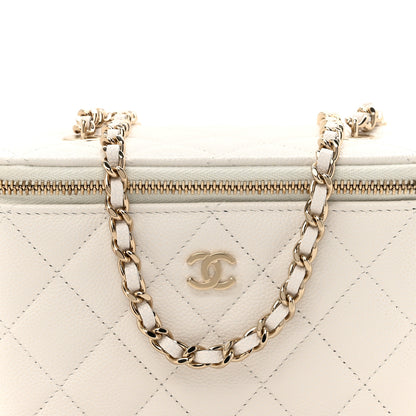 Chanel Caviar Quilted Small Vanity Case With Chain White 9 of 12