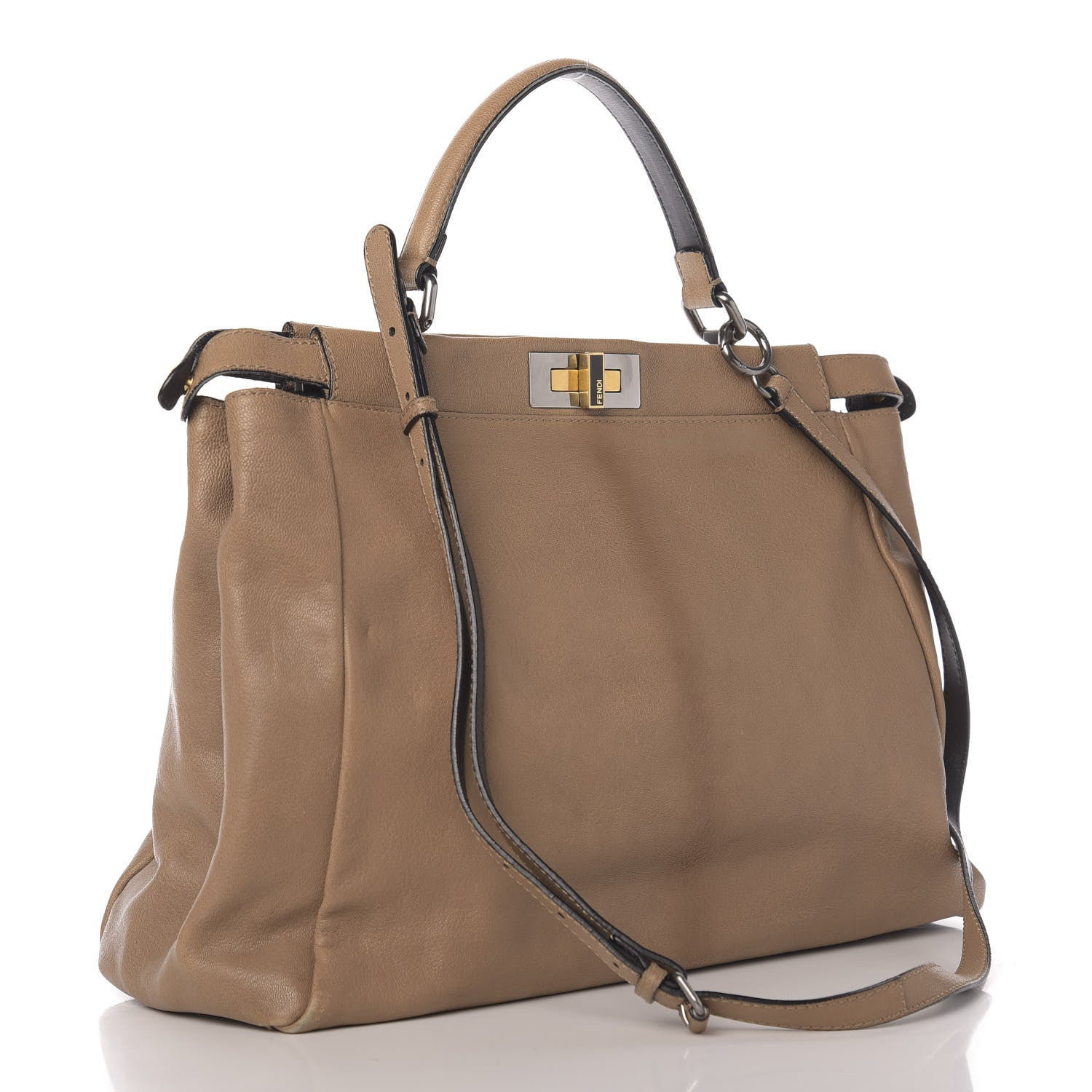 Fendi Goatskin Zucca Large Peekaboo Iconic Satchel Brown 4 of 11