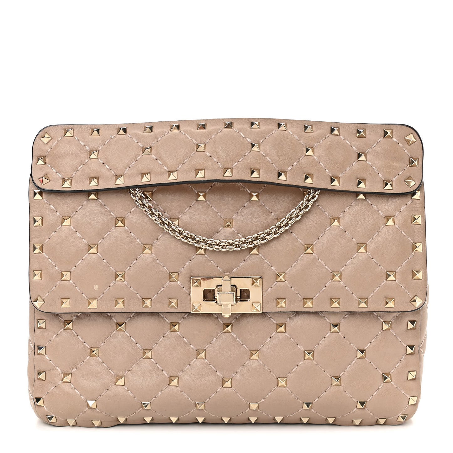 Lambskin Medium Rockstud Spike Shoulder Bag Poudre