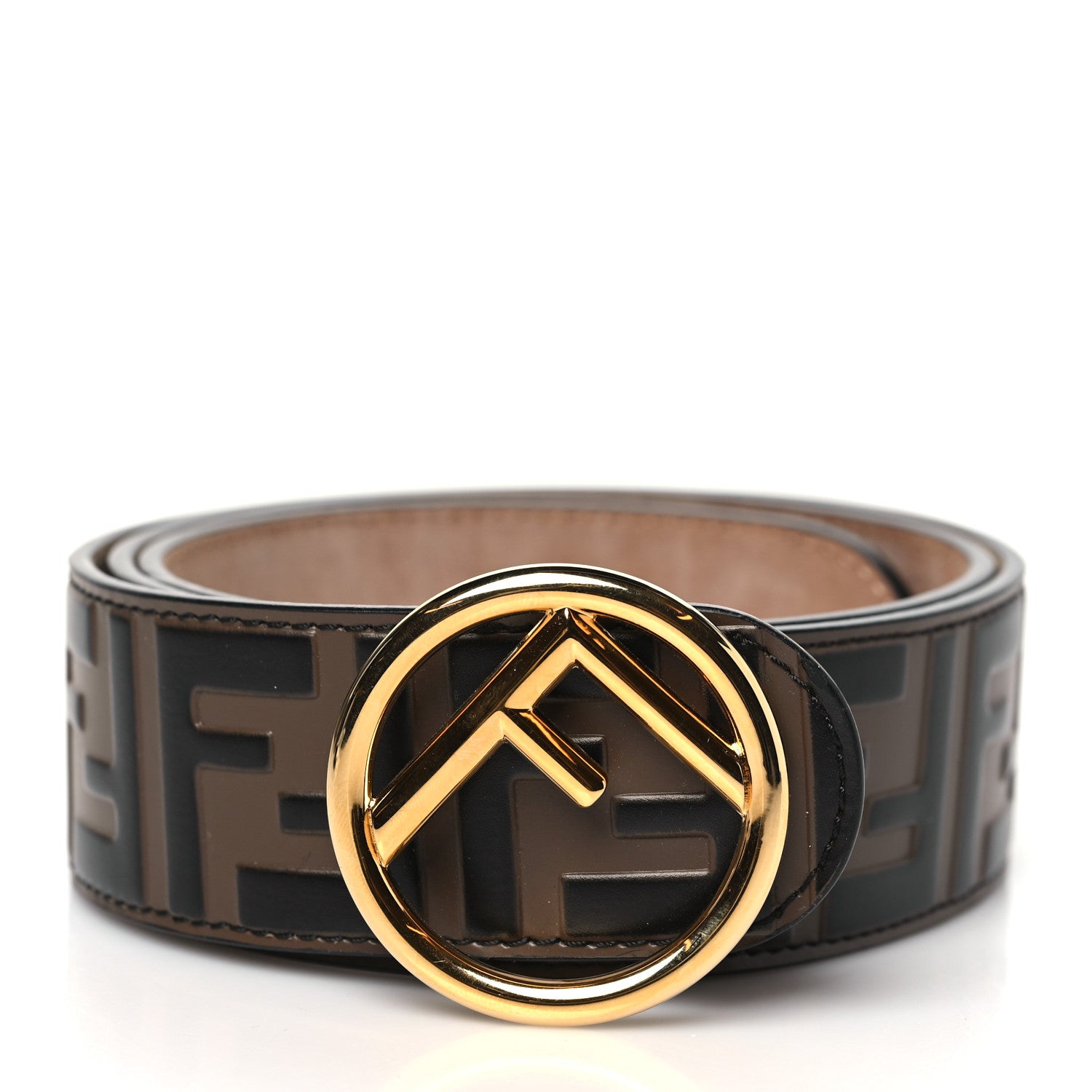 Fendi Vitello F is Fendi Bi-Color FF 1974 Embossed Belt 85 34 Maya Black 1 of 7