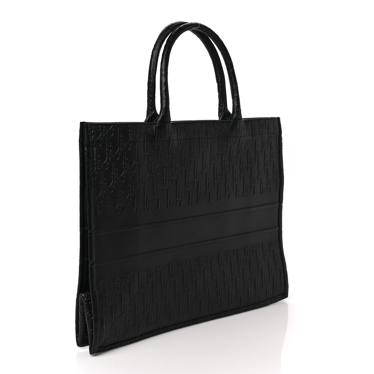 Oblique Calfskin Embossed Book Tote Black