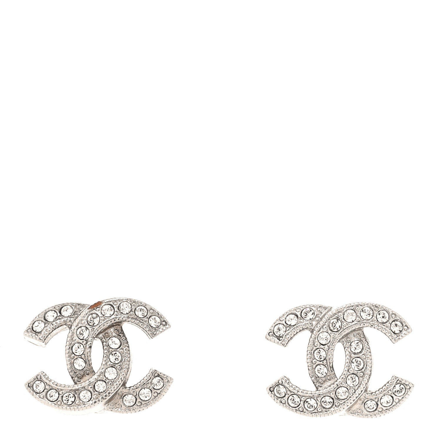 Chanel Crystal Mini Timeless CC Earrings Silver 1 of 4