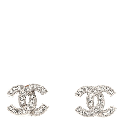 Chanel Crystal Mini Timeless CC Earrings Silver 1 of 4