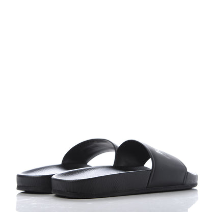 Balenciaga Nappa Political Campaign Logo Mens Pool Slide Sandals 40 Black White Vermillon 4 of 8