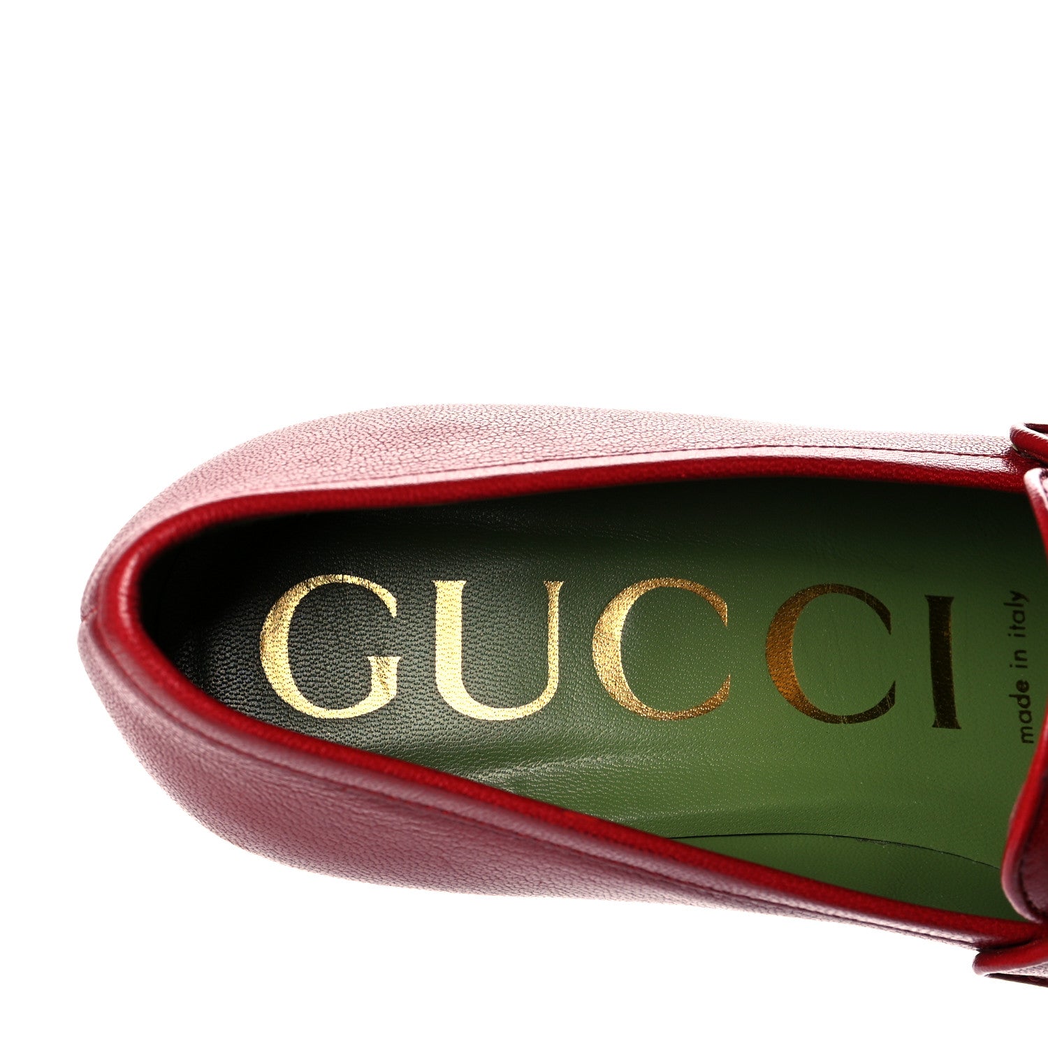 Gucci Goatskin Houdan Mid Heel Platform Loafers 36 Hibiscus Red 7 of 9