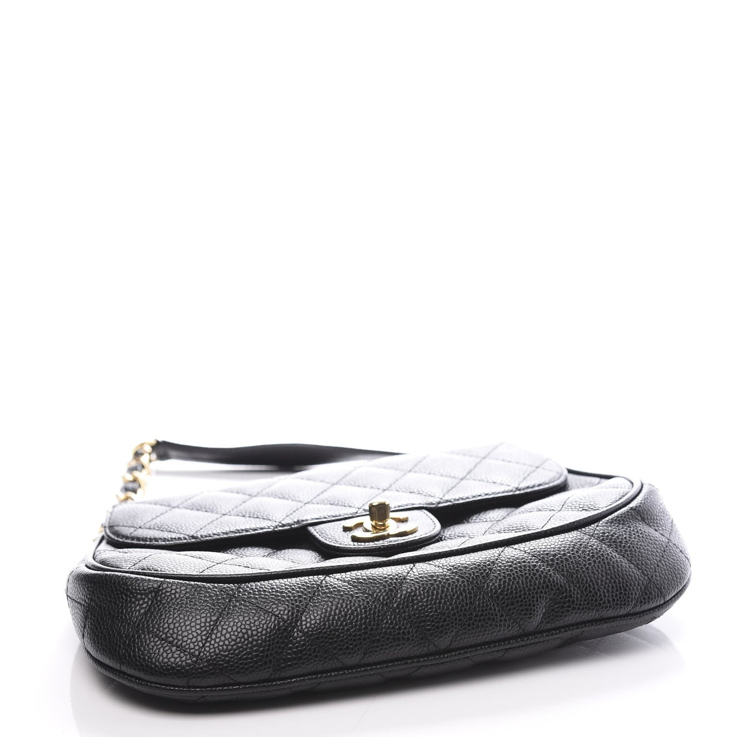 Caviar Quilted Small Flap Shoulder Bag Black
