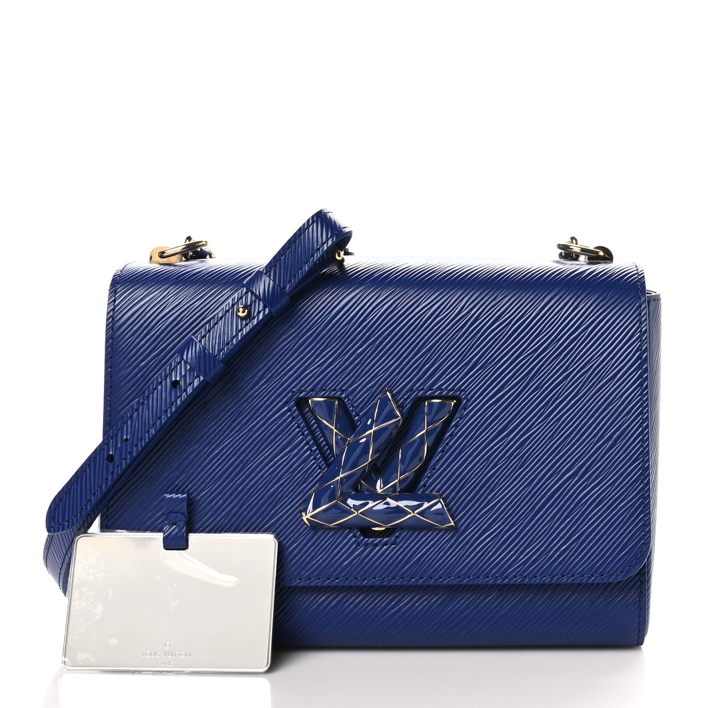 Epi Enamel Wave Twist Shoulder Bag MM Smalt Blue