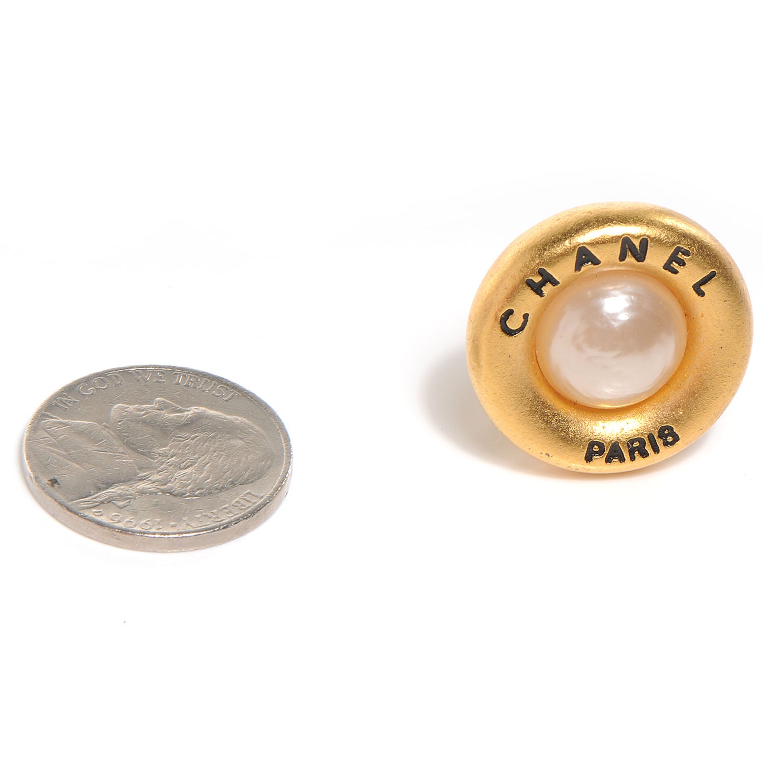 Chanel Pearl Clip On Earrings Gold 2 of 5