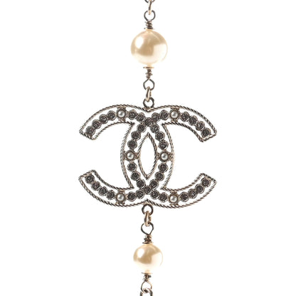 Chanel Crystal Pearl CC Long Necklace Gold 4 of 6