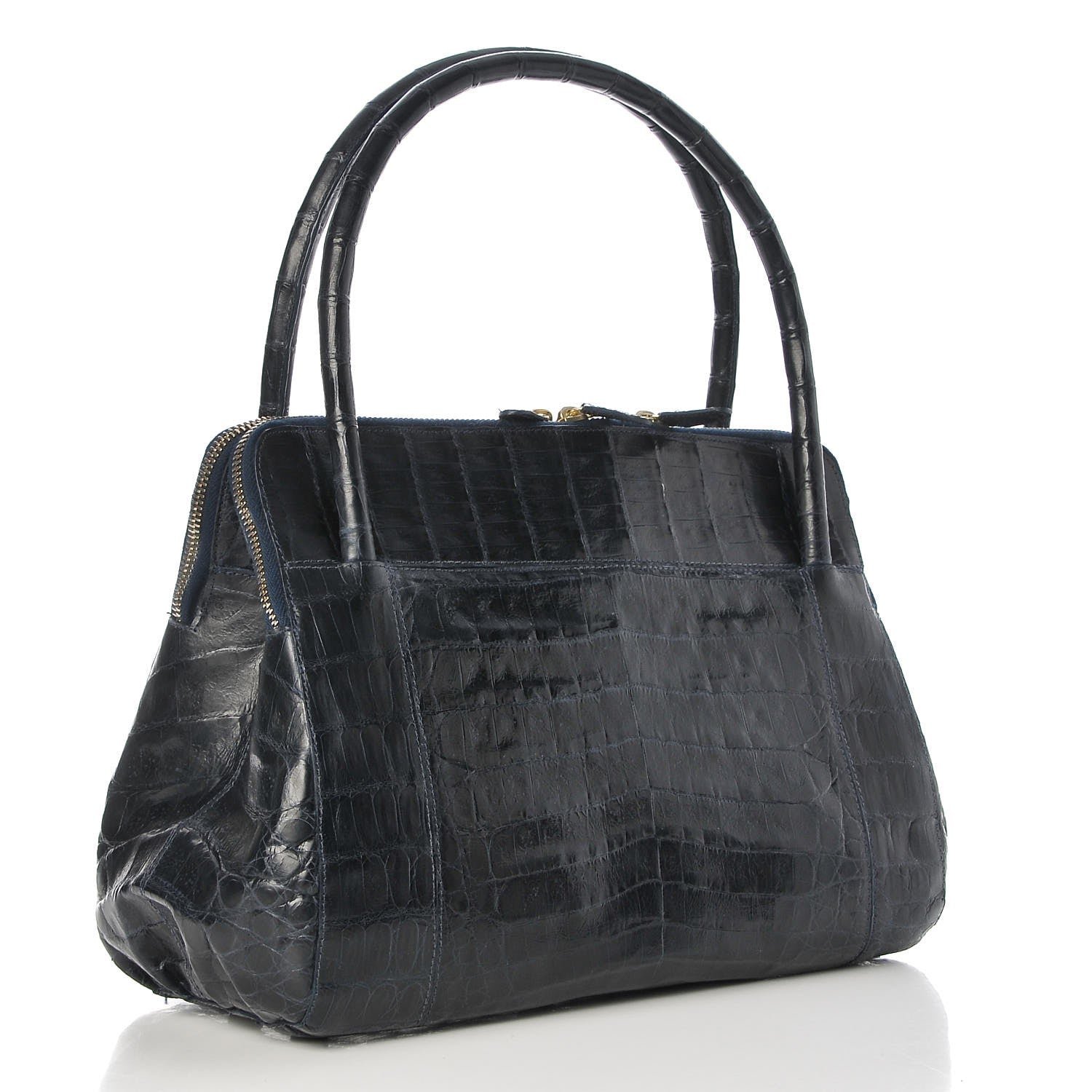 Nancy Gonzalez Crocodile Executive Double Zip Tote Navy 3 of 15