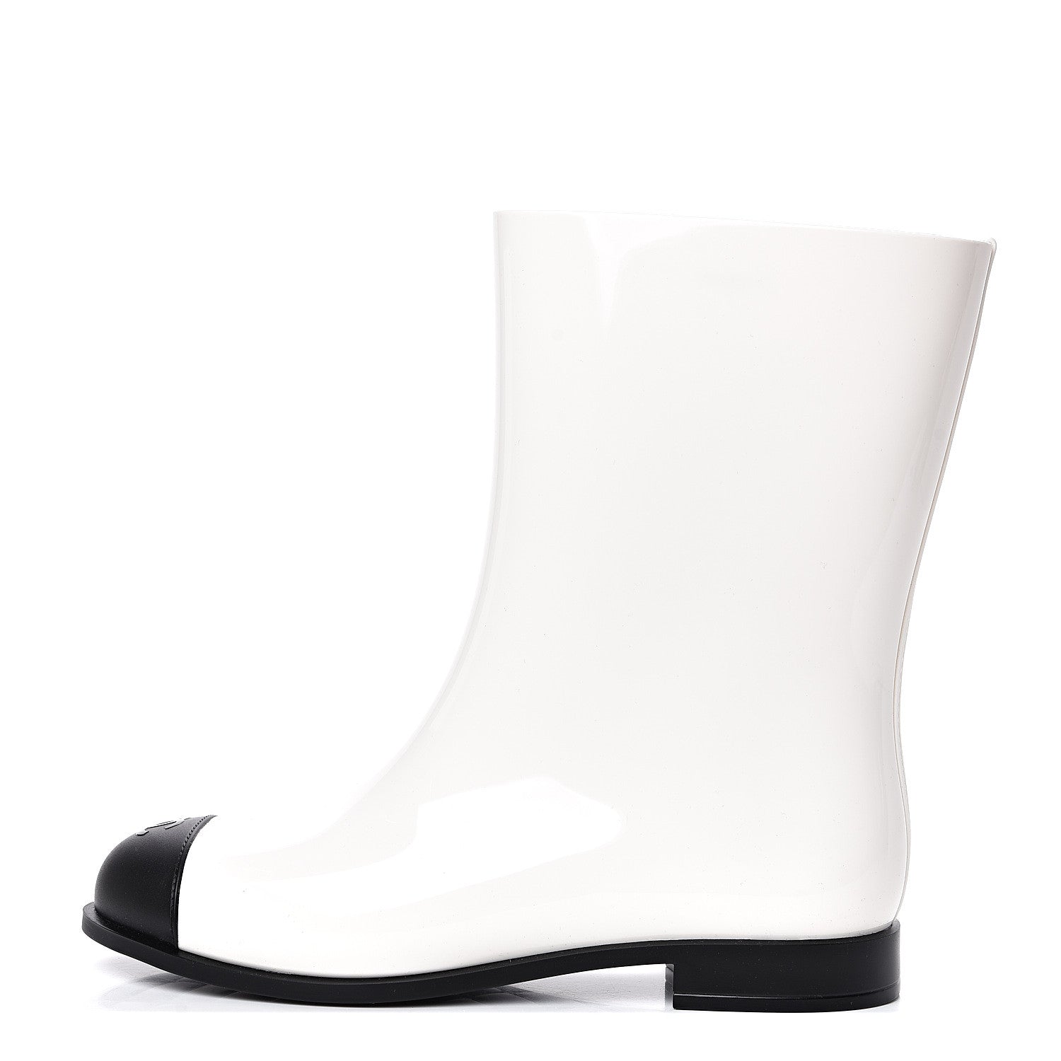 Chanel Rubber Rain Boots 40 Ivory Black 1 of 8