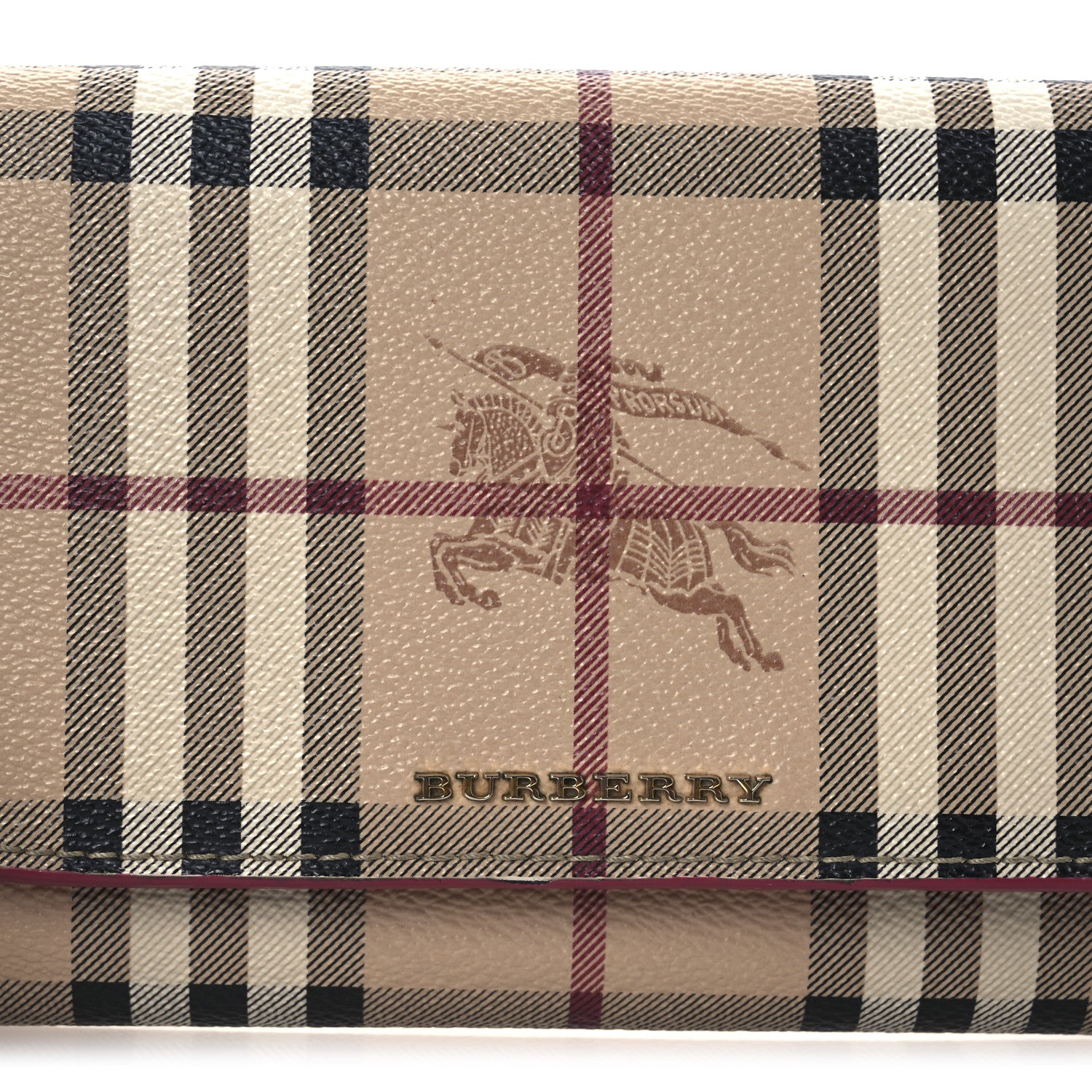 Burberry Haymarket Check Henley Wallet On Chain Coral Red 7 of 11